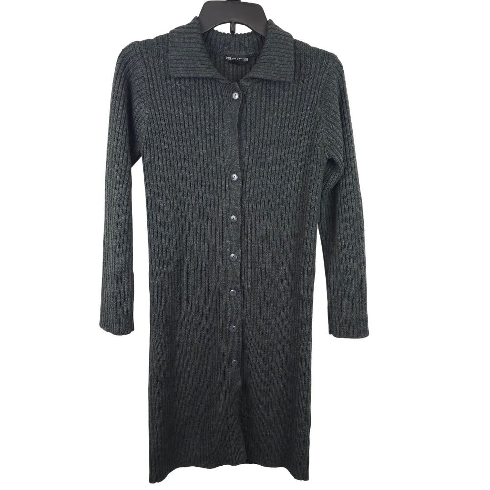 Womens Dark‎ Academia Casual Knit Sweater Dress Dark Gray American Attitudes SM